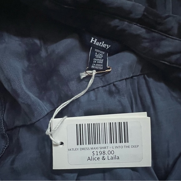 NEW NWT Hatley Blue Navy Tie Dye Button Down Belted Long Sleeve Maxi Dress - Picture 13 of 16